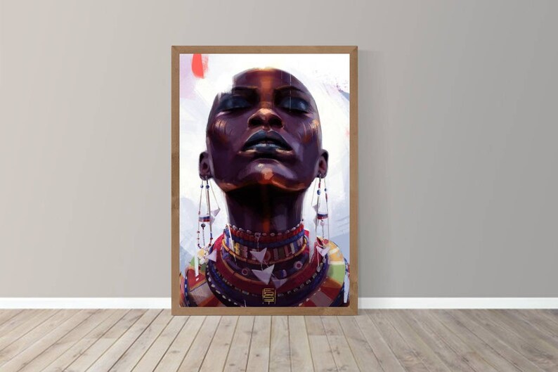 Beautiful african queen Wall art decor print Etsy