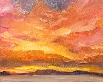 5 x 7 Original Oil Painting | Sunrise Original Art  | Landscape art Wall Art | Art | Home Decor