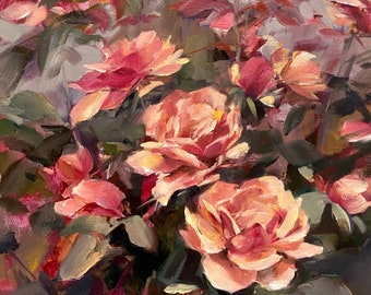 Rose Garden | Original Oil Painting| Original Art| Floral Art | Home Decor| Botanical Art | Hand Painted on Canvas.