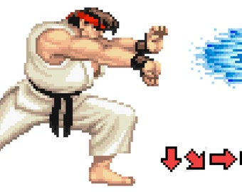 Ryu Hadoken Cross Stitch Pattern