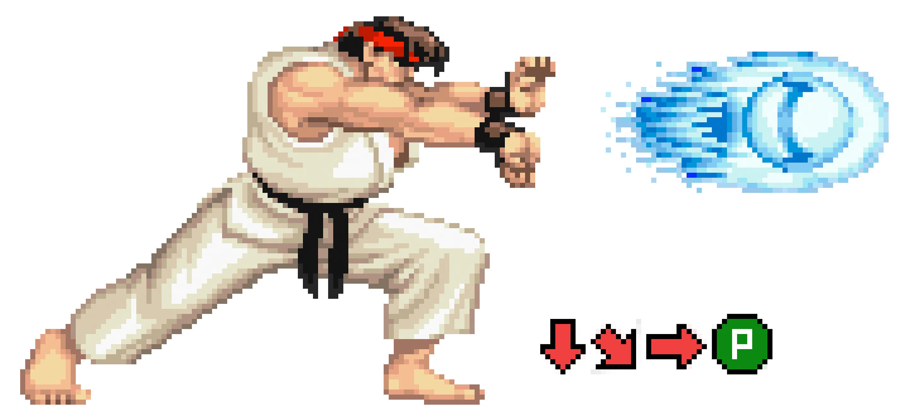 Street Fighter II Ryu Standing Ready to Fight Fireball · Creative Fabrica