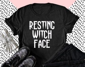 Resting Witch Face Tee | Halloween Tee | Holiday Tee | Various Print Colors