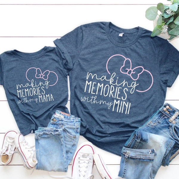 Making Memories with my Mama/Mini with Bow & Ears | Mommy and Me Tee | Mommy and Me Outfit | Many Print Colors | Each Shirt Sold Separately