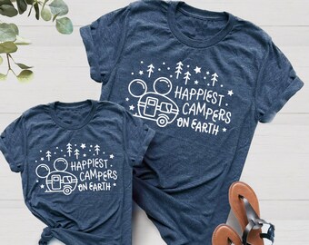 Happiest Campers on Earth Matching Tees | Mommy and Me Shirts | Family Vacation Tee |Many Print Colors | Each Shirt Sold Separately