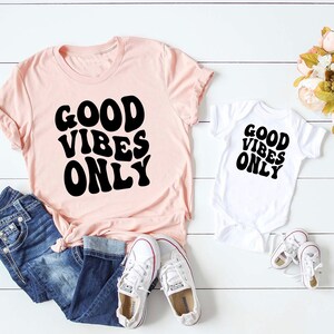 Good Vibes Only Matching Tees | Mommy and Me Shirts | Family Shirts | Various Print Colors | Each Shirt Sold Separately