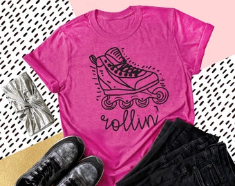 Rollin' Rollerblade Tee | Funny Mom Tee | Skating Tee | Kid Skating Shirt | Various Print Colors