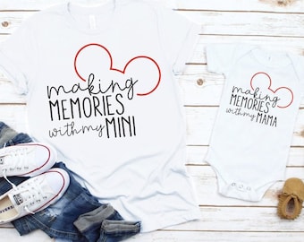 Making Memories With My Mini/ Mama with Ears | Mommy and Me Tee | Family Vacation Tee | Many Print Colors | Each Shirt Sold Separately