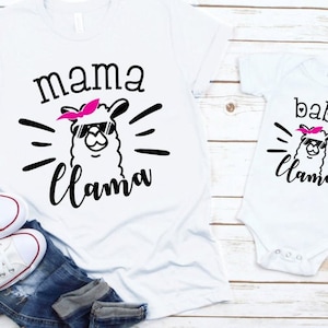 Mama Llama | Daddy Llama | Baby Llama Matching Tees | Mommy and Me Shirts | Various Print Colors | Each Shirt Sold Separately