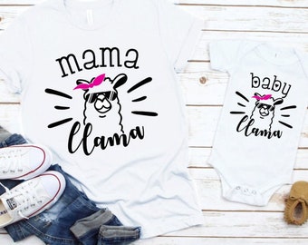 Mama Llama | Daddy Llama | Baby Llama Matching Tees | Mommy and Me Shirts | Various Print Colors | Each Shirt Sold Separately