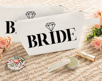 Bride Makeup Bag | Bride Cosmetic Bag | Bridal Gift | Custom Makeup Bags | Various Print Colors