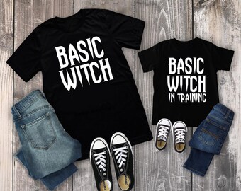 Basic Witch\ Basic Witch In Training Matching Tees | Halloween Tees | Mommy and Me Tees | Various Print Colors