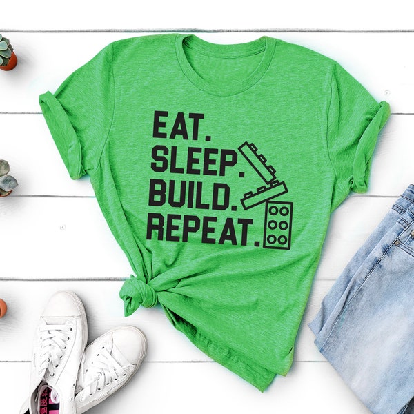 Eat. Sleep. Build. Repeat. Tee | Mommy and Me Shirt | Building Block Tee | Master Builder Shirt | Vacation Tee | Various Print Colors