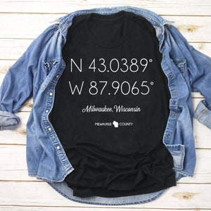 Milwaukee Tee | City Coordinates Tee | Wisconsin Tee | Midwest Tee | Various Print Colors