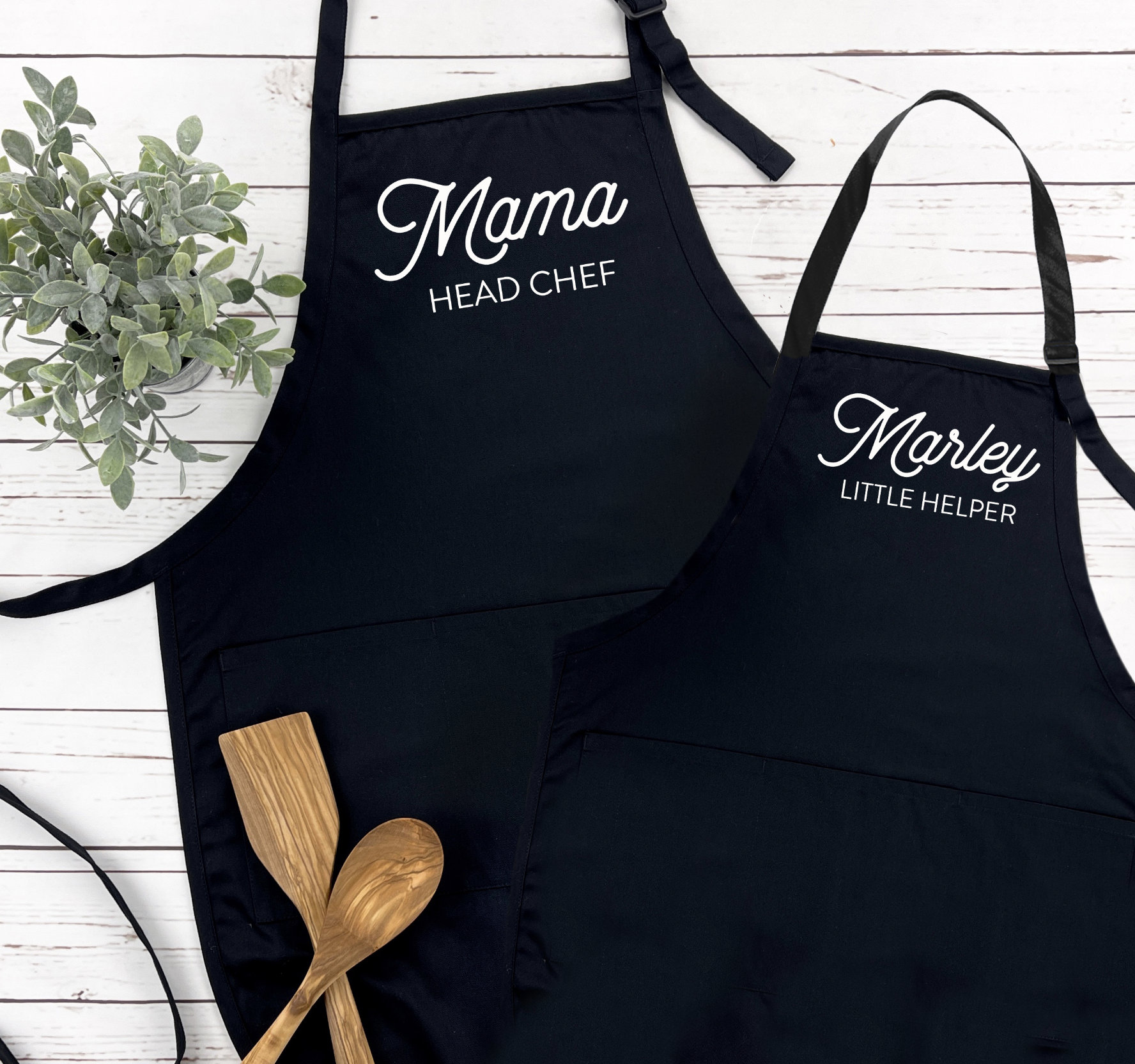 Littlebit & Vix Mommy and Me Mother Daughter Matching Aprons Gift Set with  Chef Hat for Kitchen Cooking and Baking - Mom and Kid Apron, Pink, One Size