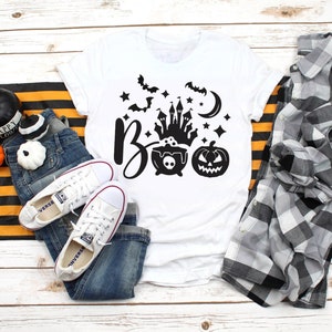 Boo Tee Halloween Shirt Pumpkin and Cauldron Tee Halloween Castle Shirt Mommy And Me Shirts Various Print Colors image 1