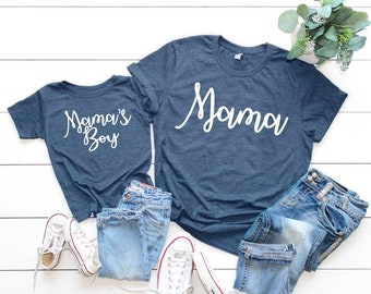 Mama/ Mama's Boy/ Girl Tee | Mommy and Me Shirt | Various Print Colors | Each Shirt Sold Separately