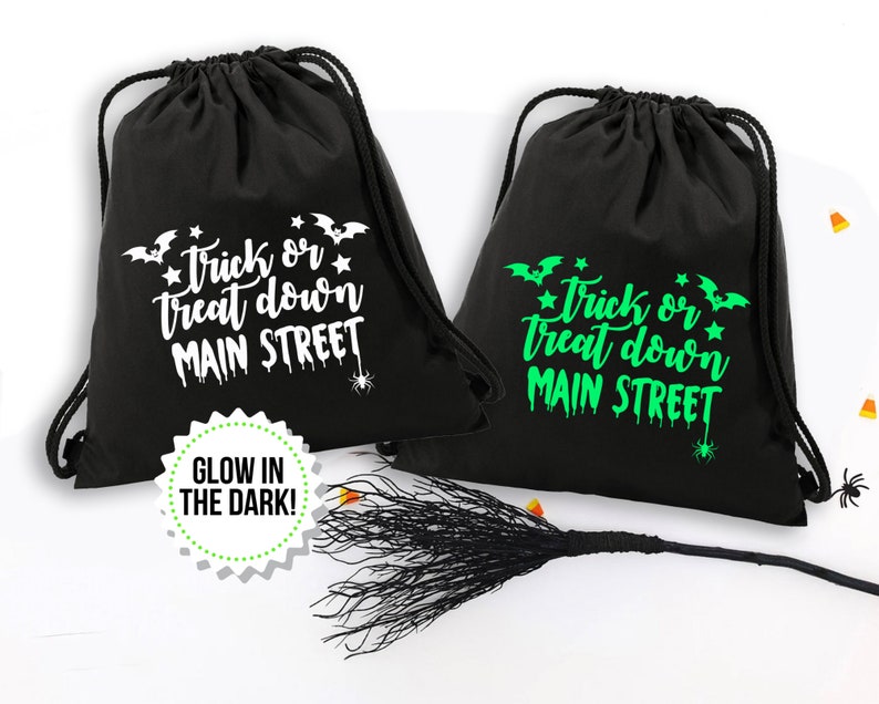 Trick Or Treat Down Main Street Backpack Glow In The Dark Backpack Halloween Backpack Family Vacation Bag image 1