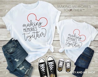 Making Memories Together® with Ears | Mommy and Me Shirt | Family Vacation Tee | Various Print Colors | Each Shirt Sold Separately
