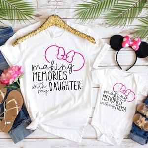 Making Memories With My Daughter/ Mama with Ears/ Bow Matching Tees | Mommy and Me Shirt | Various Print Colors | Each Shirt Sold Separately