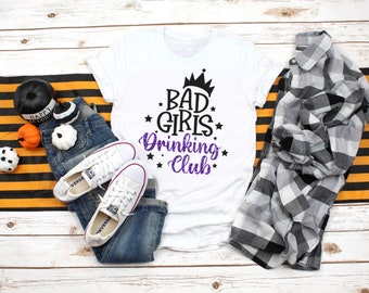 Bad Girls Drinking Club Tee | Funny Halloween Drinking Tee | Halloween Shirt | Various Print Colors