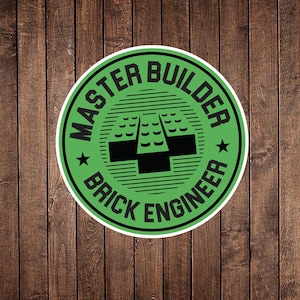 Master Builder Sticker | Building Block Sticker | Heart Building Block | Laptop Sticker | Funny Sticker | Water bottle Sticker