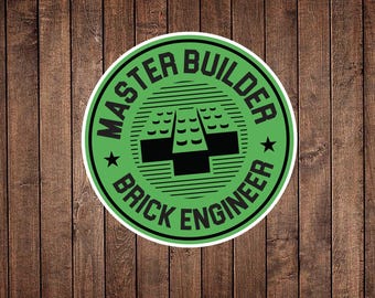 Master Builder Sticker, Brick Engineer Vinyl Sticker, Building Block Laptop Sticker, Water Bottle Decal