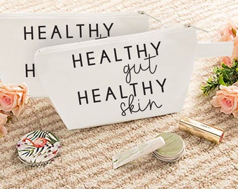 Healthy Gut Healthy Skin Makeup Cosmetic Bag | Gut Health Makeup Bag | Various Print Colors