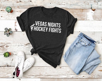 Vegas Nights And Hockey Fights Tee | Las Vegas Hockey Tee | Sports Tee | Various Print Colors