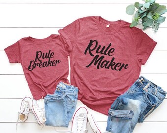 Mommy and Me Matching Tees | Rule Maker / Rule Breaker Matching Tees | Mommy and Me Shirts | Many Print Colors | Each Shirt Sold Separately