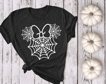 Halloween Shirt | Spider Web Tee With Bow | Holiday Tee | Fall Tee | Vacation Shirt | Various Print Colors