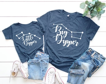 Big Dipper/ Little Dipper Matching Tees | Mommy and Me Shirt | Various Print Colors | Each Shirt Sold Separately