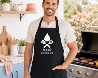 Flippin Good kookschort, grappig grillschort, keukenschort voor papa, cadeau voor kok of grillmeester