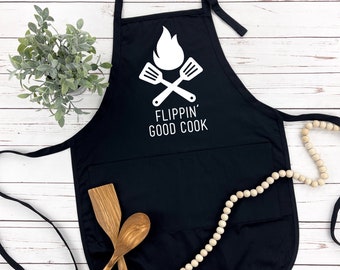 Flippin' Good Cook Tablier drôle | Tablier de grillades | Tablier de cuisine | Tablier papa | De nombreuses couleurs d'impression