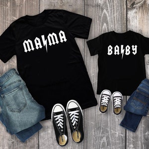 Mama / Baby Lighting Bolt Matching Tees | Mommy and Me Shirts | Various Print Colors | Each Shirt Sold Separately