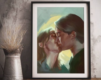 Ava and Beatrice from Warrior Nun. Kiss scene. Art print