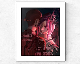 Songbird and V, Cyberpunk inspired art print