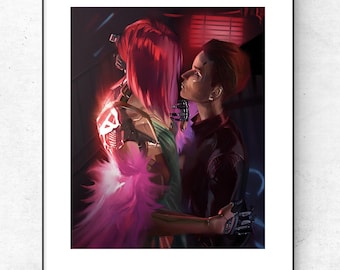 Songbird and V, Cyberpunk inspired art print