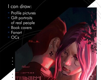 Full-render digital art commission. Painting from photo, dnd characters, semi-realistic illustration, profile picture, fanart