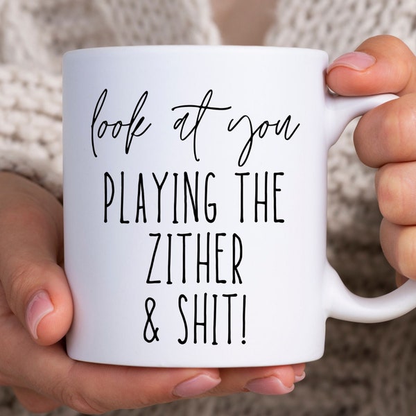 Zither Player Gift | Funny Zither Playing Coffee Cup | Zitherist Birthday + Christmas Present Idea For Men And Women