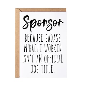 Sponsor Gift For Confirmation, Sponsor Thank You Appreciation Card - Blank Inside | Funny Sponsor Christmas Gift For Men And Women