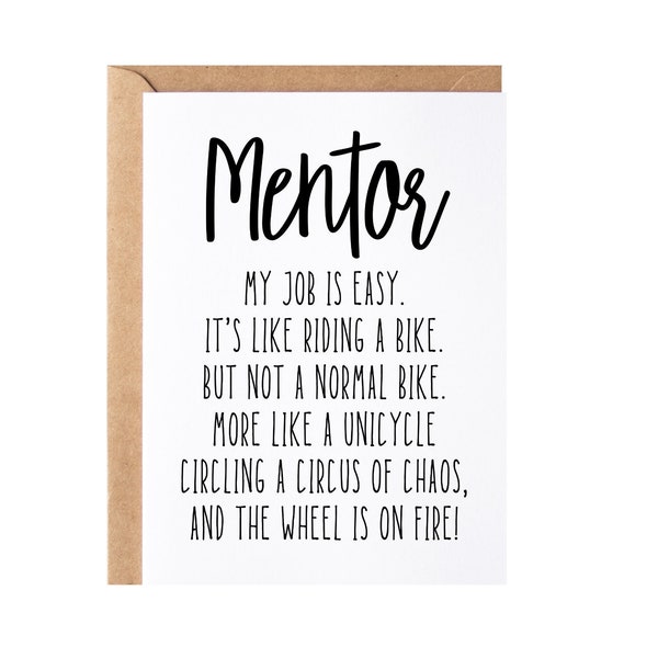 Mentor Gift, Mentor Teacher Thank You Appreciation Card - Blank Inside | Funny Mentorship Gift | Mentot Christmas Gift