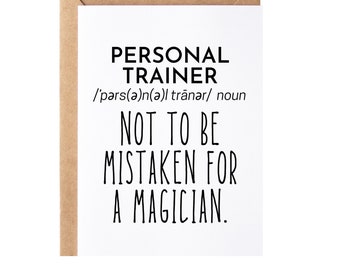 Personal Trainer Gift, Funny Personal Trainer Thank You Present Idea From Client - Greeting Card, Blank Inside