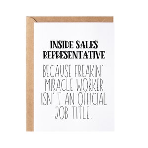 Inside Sales Representative Gift, Card | Funny Inside Sales Rep Thank You Appreciation Gift Idea - Greeting Card, Blank Inside