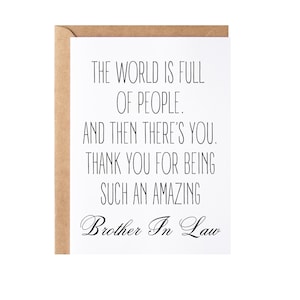 Brother In Law Gift, Card | Funny Brother In Law Thank You Appreciation Present Idea, Brother In Law Wedding Day Card From Bride Or Groom
