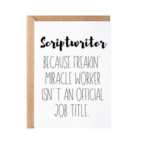 Scriptwriter Gift, Card - Blank Inside | Funny Scriptwriting Thank You Present | Script Writer Christmas Gift Idea