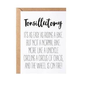 Tonsillectomy Surgery Card, Tonsil Surgery Recovery Gift Idea | Get Well Feel Better Soon Tonsil  Surgery Present For Men + Women