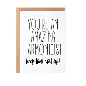 Harmonica Player Gift, Card | Funny Harmonicist Present Idea From Friends And Teacher - Greeting Card, Blank Inside