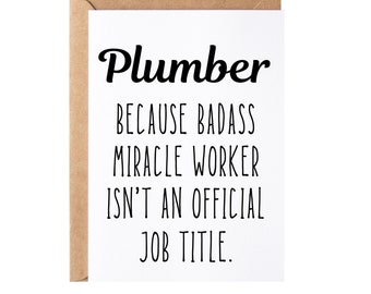 Plumber Gift, Card | Plumbing Gift, Funny Plumber Thank You Appreciation Present Idea For Men And Women -  Greeting Card, Blank Inside