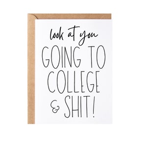 Going To College Gift, Card | Off To College Present Idea, Freshman First Year Headed To College Greeting Card, Blank Inside