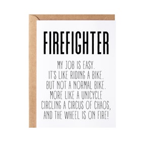 Firefighter Gift, Card | New Firefighter Graduation Present Idea, Fire Fighter Birthday + Christmas Gift - Greeting Card Blank Inside